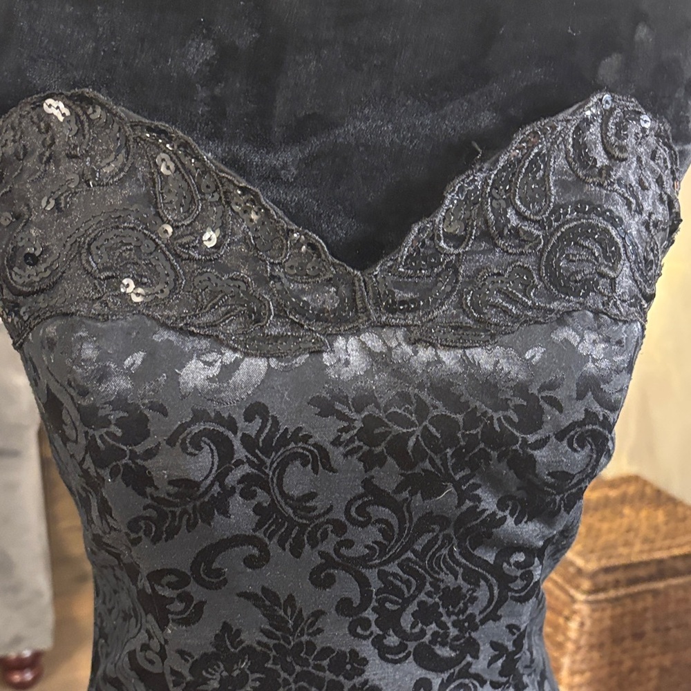 Scott McClintock Black Strapless Dress with Floral Design - Picture 3 of 11